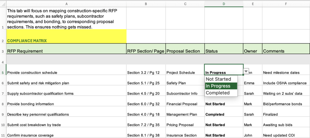 Checklist Template for GC's